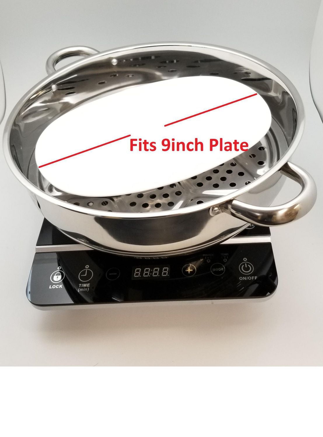 Sunwealth Stainless Steel Steamer 34cm with Glass Lid and removable steaming rack.