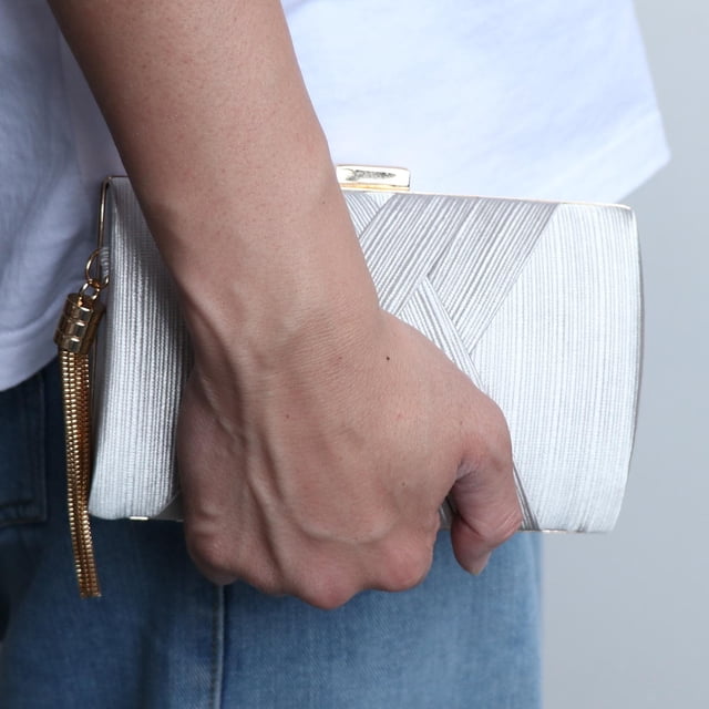 Bolso de mano elegante para mujer perfecl Bolso de noche con cadena plata