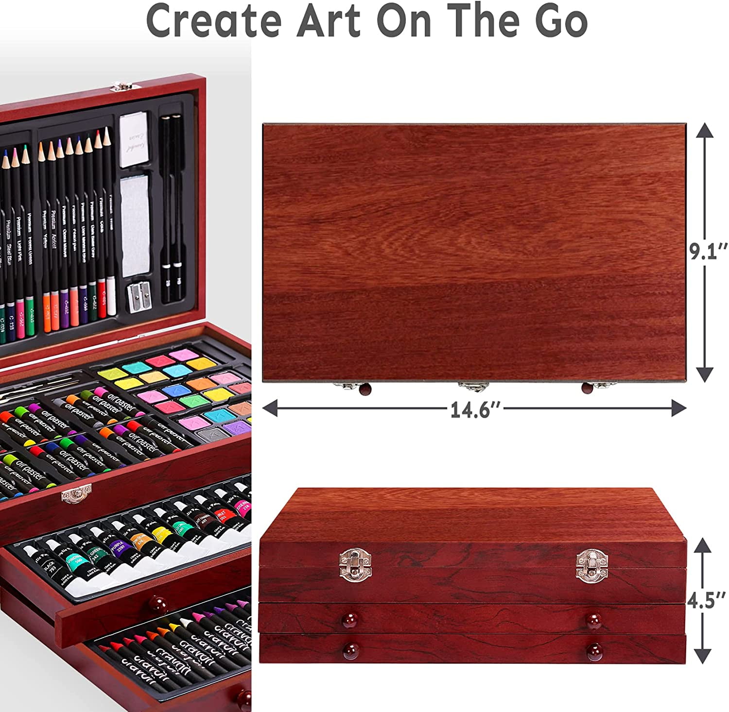 175 Piece Deluxe Art Set with 2 Drawing Pads, Acrylic Paints, Crayons,  Colored Pencils, Paint Set in Wooden Case, Professional Art Kit, Art  Supplies