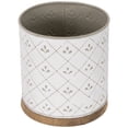 thumbnail image 4 of Northlight 6.5" White Round Embossed Utensil Storage Container with Wooden Base, 4 of 6