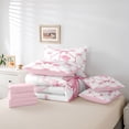thumbnail image 6 of Manfei Pink Ribbon Bowknot 7pcs Bedding Comforter Set For Kids,Letter N Monogram Queen Bedding Sets For Girls,Pink Reversible, 6 of 7