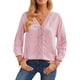 thumbnail image 1 of Mujer Manga Larga Top Cuello En V Suelto Suave Transpirable Poliéster Lavable A Máquina Ropa Rosa XL, 1 of 4