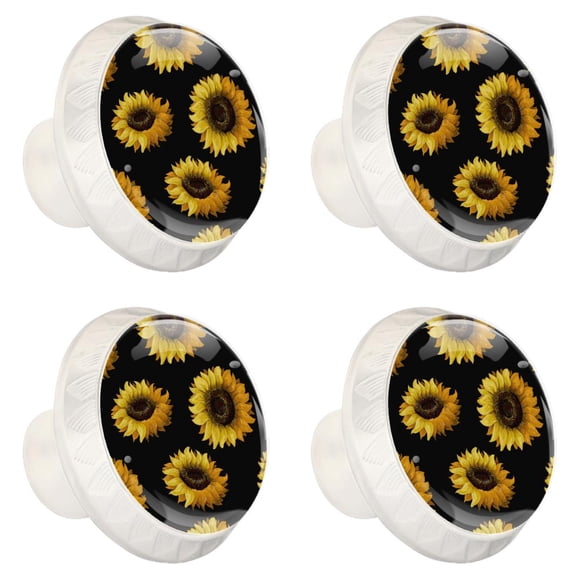 4 Pcs Sunflower Knobs for Kitchen Cabinet Cupboard Dresser Bookcase Drawer Pulls Handles Round Home Decor