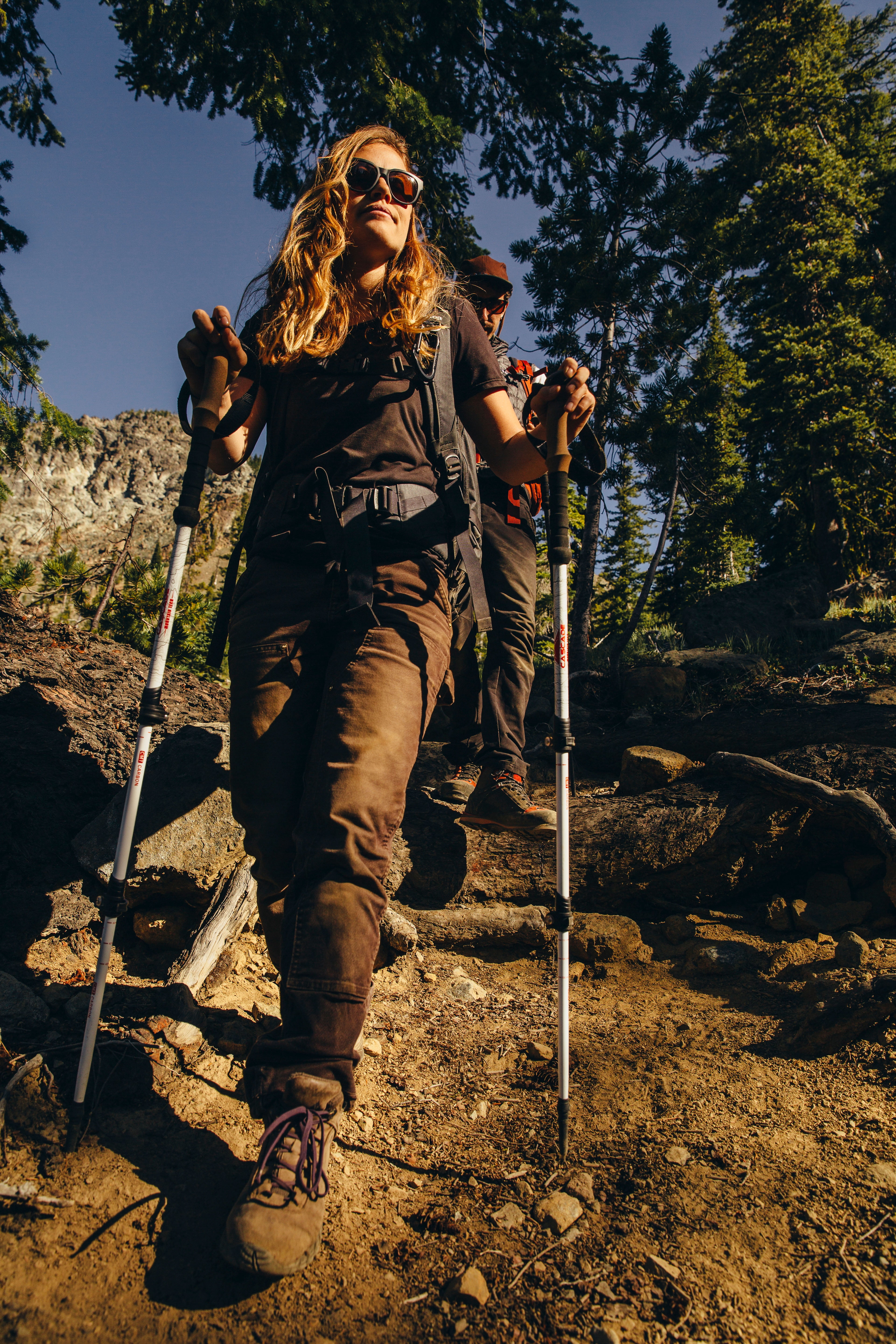 Cascade Mountain Tech Carbon Fiber Quick Lock Cork Grip Trekking Poles - Walking or Hiking Stick