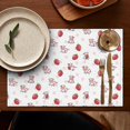 thumbnail image 4 of Pink Cow Strawberry Pattern Summer Placemats Table Placemats Set Of 6-Linen Kitchen Washable Placemats Table Mats 11.8"x17.7" Non-Slip Heat Resistant, 4 of 5