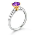 thumbnail image 3 of Gem Stone King 925 Sterling Silver with 10K Yellow Gold Purple Zirconia Solitaire Engagement Ring for Women (1.50 Cttw, Gemstone Birthstone, Round 6MM, Available in Size 5, 6, 7, 8, 9), 3 of 4