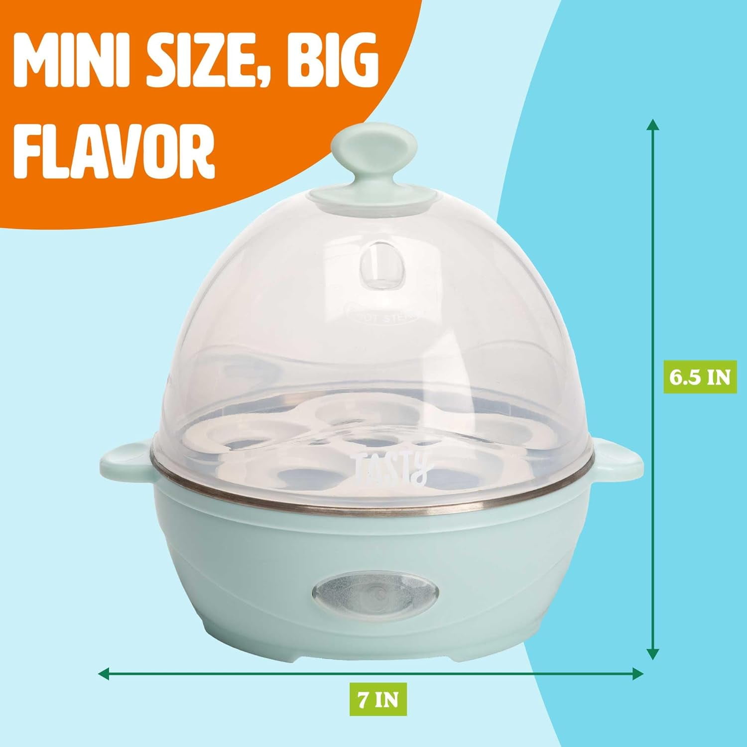 Mini Rapid Egg Cooker, 5-Egg Capacity for Perfect Hard Boiled Eggs or Omelets, Auto Shut Off, Aqua
