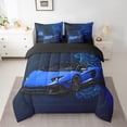 thumbnail image 2 of Castle Fairy Blue Racing Car Boy Bedding Comforter Set,Car King Bedding Sets, 2 of 8