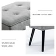 thumbnail image 4 of Foredo Velvet Upholstered Accent Bench, Modern Entryway Bench with Button Tufting and Solid Wood Legs, Indoor Bench for Bedroom Living Room, Light Gray, 4 of 7