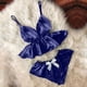thumbnail image 1 of ICHUANYI Clearance Women V-Neck Eyelash Lace Sexy Stain Camisole Pajamas Bowknot Shorts Set(Dark Blue, XXXL) Ichuanyi Ichuanyi, 1 of 3