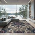 thumbnail image 2 of ODIKA 8'x10' Washable Area Rug Non-Slip Chair-Friendly Mat Medallion With Mauve Vintage Scrolling Border Accents Rose Floral Refined for Dining Room, Large Office, Lounge, 2 of 7