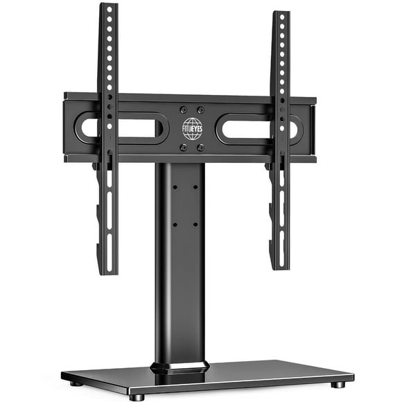 FITUEYES TV Stand Table Top TV Base for 27 to 55 Inch LCD LED Flat Screen TV Height Adjustable Television Stands with Black Tempered Glass Base Holds Up to 88 lbs, MAX VESA 400x400mm