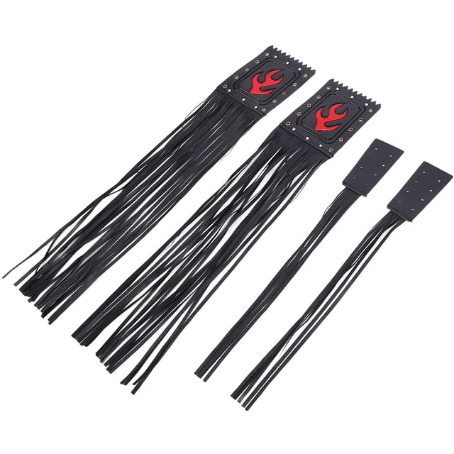 unbranded 2Ud Borlas De Cuero Negro Para Manillar De Motocicleta Ajuste Universal Y Duradero