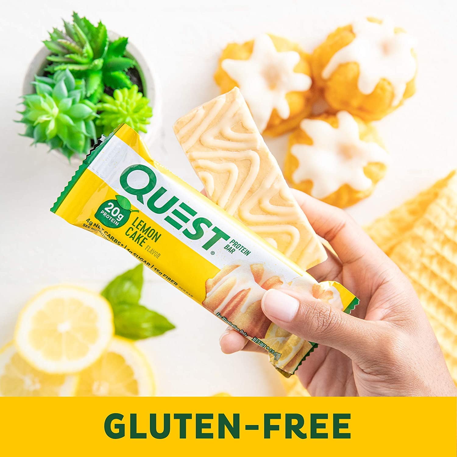 Quest Protein Bar, High Protein, Keto-Friendly, Lemon Cake, 12 Count -  