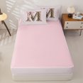thumbnail image 4 of Homewish Girls Initial M Leopard Print Zipper Twin Comforter Sets with Fitted Sheet and 2 Pillowcases,Teens Kawaii Ribbon Bowknot Zipper Bedding Set,4-Piece,Pink Reversible, 4 of 6