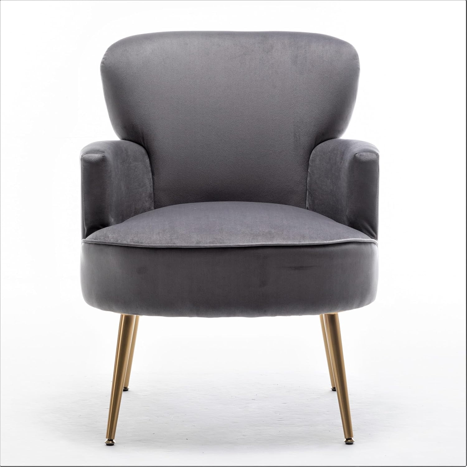 US Pride Furniture Trendy Velvet Accent Chair with Gold Metal Legs Upholstered Armchair for Small to Mid-Size Spaces Modern Living Room Bedroom Vanity Desk and Entryway Medium Grey