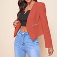 thumbnail image 2 of YDFCWXW Womens Open Front Work Blazer Long Sleeve Office Jacket Solid Color Cardigans with Zipper Pockets Orange, 3XL, 2 of 6