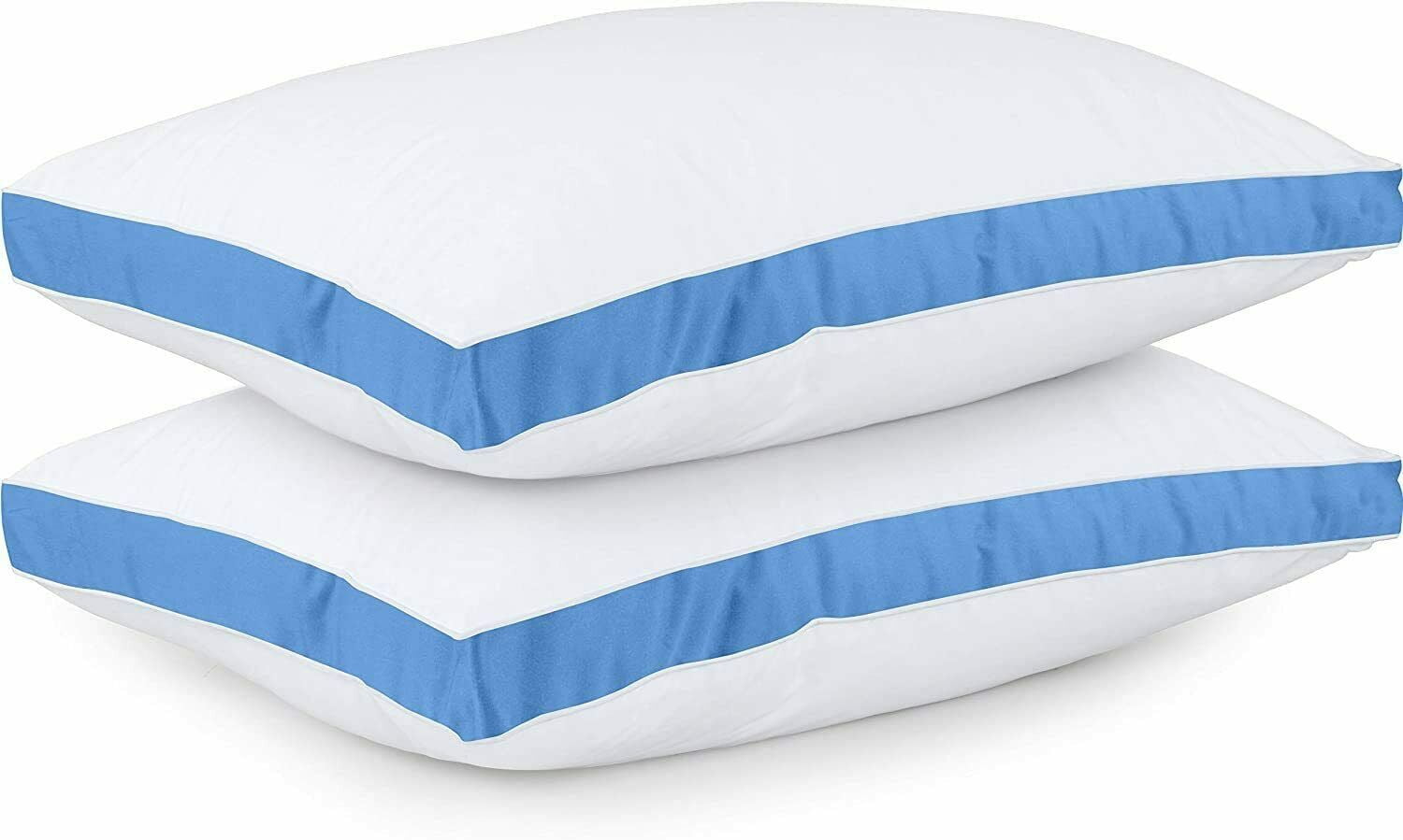Gusseted Quilted Pillow Side Back Sleepers Set of 2 Bed Pillows Queen King Size 