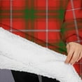 thumbnail image 3 of Oversized Wearable Blanket Hoodie,Red Green Checkerboard Checkered Pattern Sherpa Blanket Hoodie with Super Pockets,Super Warm Fuzzy Pullover for Women & Men, 3 of 6