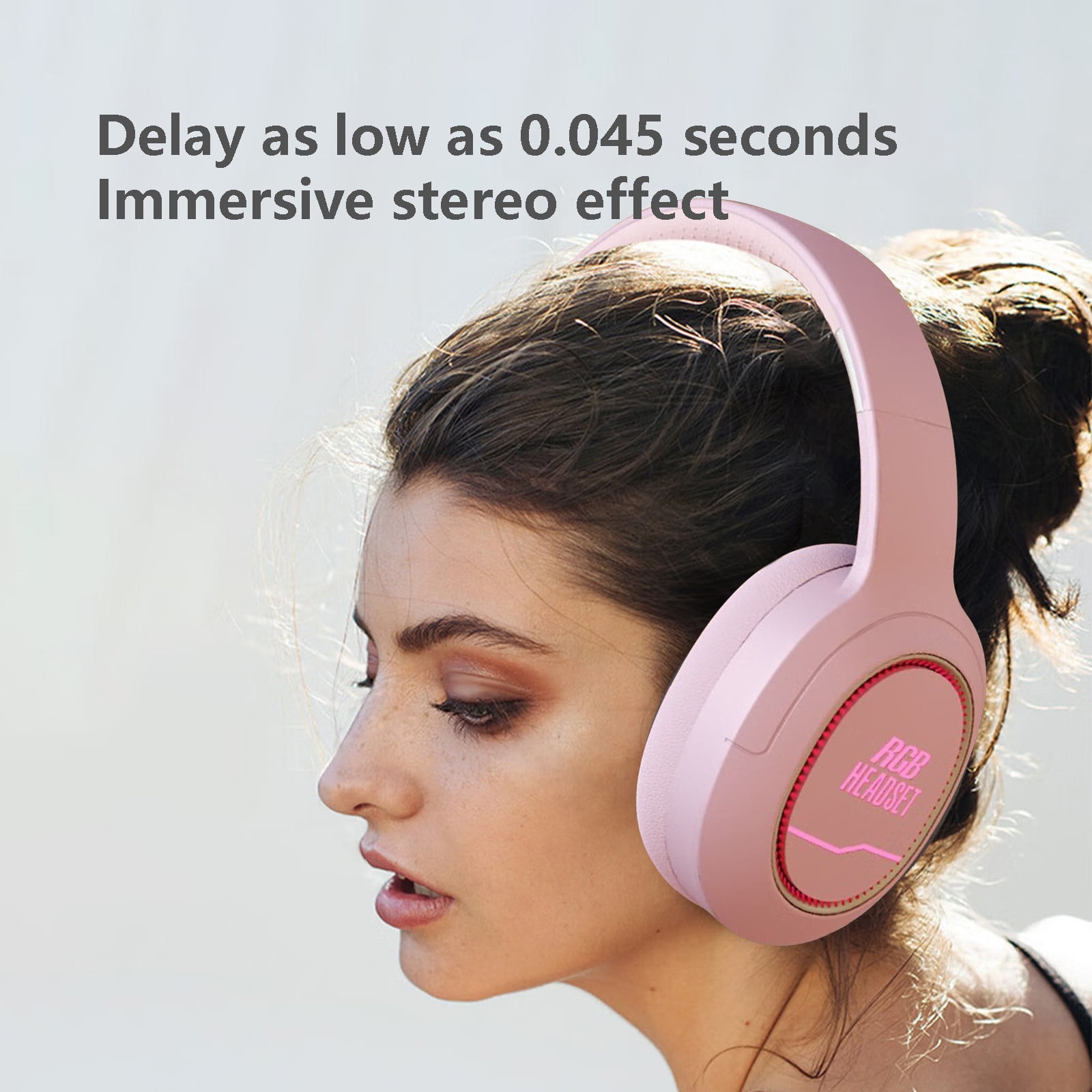 Wireless Bluetooth Over Ear Headphones Up to 28H Battery Life Headset with Microphone Gym Overhead Headphones Compatible with iOS & Android Mobile Phones,Computers,Laptop,Pink