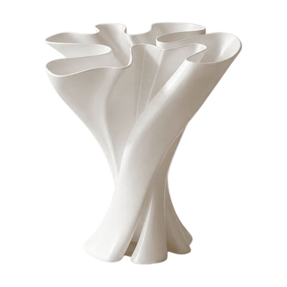 Abstract Twisted White Ceramic Vase for Modern Living Rooms | Elegant Sculptural Decor Ideal for Shelves and Centerpieces