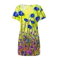 thumbnail image 3 of Puntoco Vestido De Manga Corta Para Mujer Vestido De Cuello Redondo Con Estampado Floral Vestido De Cuello Redondo De Manga Corta Color L,Regalos Para Mujer Joven, 3 of 5