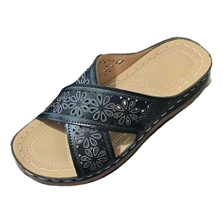 

PEASKJP Womens Platform Sandals Womens Hanni Flat Gladiator Sandal Caged Multi-Strap Design Medium and Wide Width (Black 7)