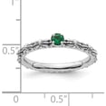 thumbnail image 5 of Solid Sterling Silver Stackable Expressions Created Emerald Single Stone Ring - Ring Size 7.0-2.6gm, 5 of 8
