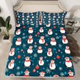thumbnail image 2 of Manfei Cute Penguin Full Size Sheets,Merry Christmas Bed Sheets,White Snowflake Red Xmas Ball Sheet Sets For Girl Kids,Breathable Home Decor,4pcs, 2 of 7
