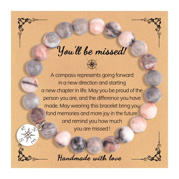 Pulsera de cuentas de piedra natural de 8 mm con graduación ideal y para el Día del Maestro