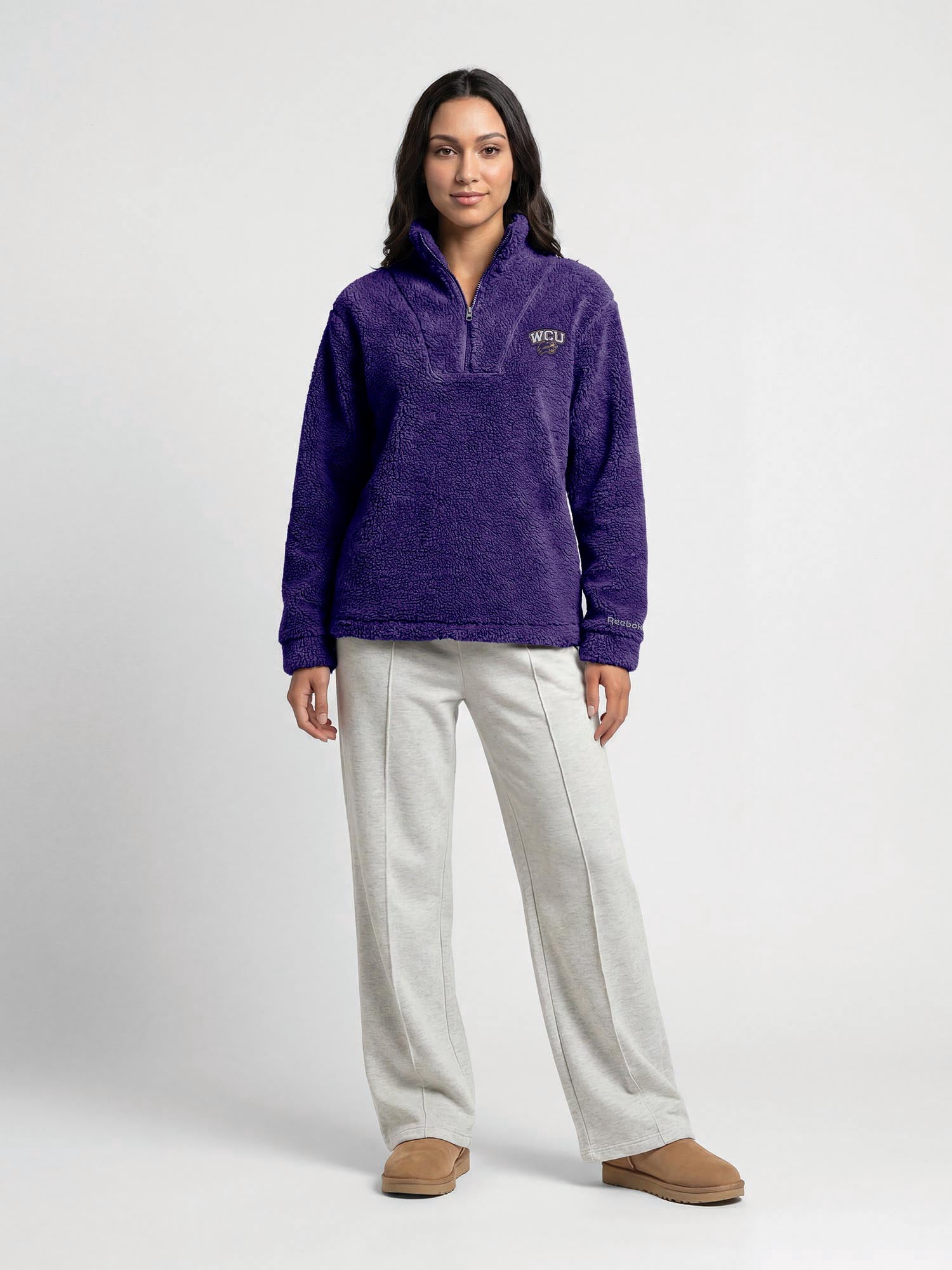 Western Carolina Catamounts Reebok Womens Relaxed Fit Qtr Zip Sherpa Pullover