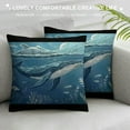 thumbnail image 3 of Fish Throw Pillow Cover Inch Nature Nautical Ocean Sea Seaweed Coral Whale Shark Dolphin Rectangle Pillow Cases Home Decorative  Cushion Cover for Bed Sofa Blue, 3 of 5