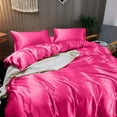 thumbnail image 3 of Cloud Fino 100% Pure Silk Satin Duvet with Fitted Sheet Set 4pcs, Silk Satin Fitted Sheet 15'' Deep Pocket,Silk Satin Duvet Cover,Silk Satin Pillowcases Set !!!(Short Queen Hot Pink), 3 of 6