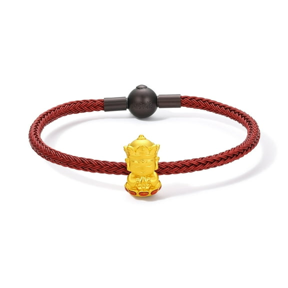 ZHOU LIU FU 24K Gold Charm Bracelet Dainty Jewelry for Women Men Anniversary 6.9/7.5" A1614672