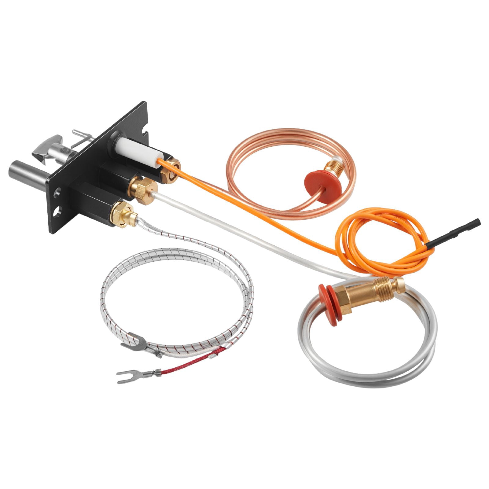 Gas Fireplace Pilot Ignition Assembly, Four 24in Parts Pilot Tube Igniter Thermocouple Thermopile, Premium Tube Heat-Resistant Wiring OEM Replacement