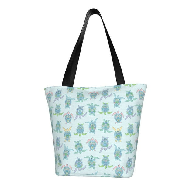 Fotbe Sea Turtle Bolsa de Playa con Estampado, Bolsa de Hombro, Bolsa de Mano Espaciosa, Bolsa de Viaje Ligera, Bolsa de Compras Versátil