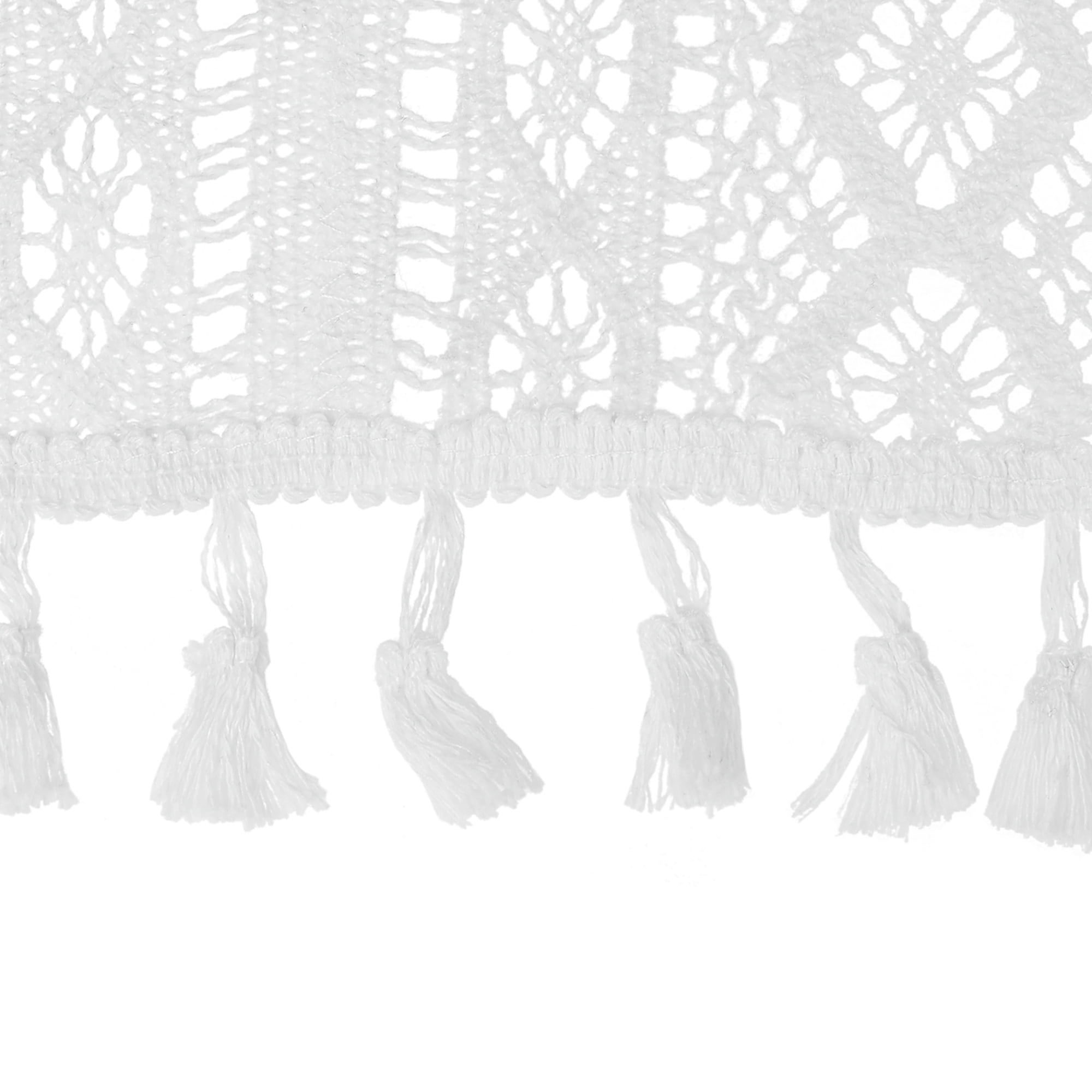 Unique Bargains Table Runners with Lace Tassel Table Flags for Casual Daily Decoration White 9"x63"