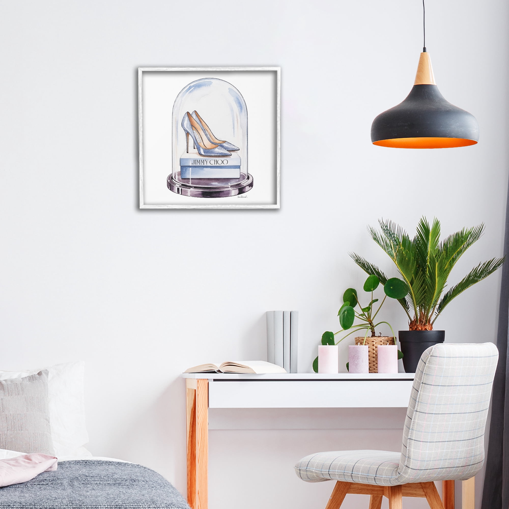 Stupell Industries Elegant Shoes in Bell Jar White Framed Giclee Art, design by Amanda Greenwood