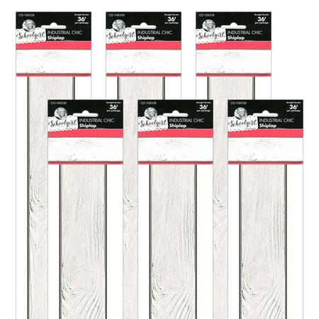 UPC: 0194629076369 | Carson-Dellosa Schoolgirl Style 36  x 3  Straight Border Industrial Chic Shiplap 36 Feet/Pack 6