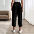 thumbnail image 6 of Miluxas Womens Comfortable Lightweight Wide Leg Trousers Pull on Elastic Waist Cropped Pants with Pockets for Business Casual Black, 6 of 8