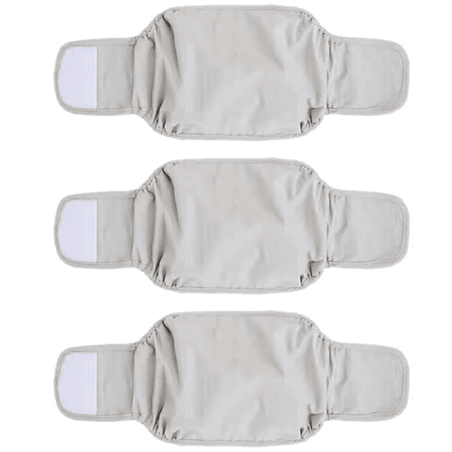 Paquete de 3 pañales para perros machos, lavables, superabsorbentes y cómodos.