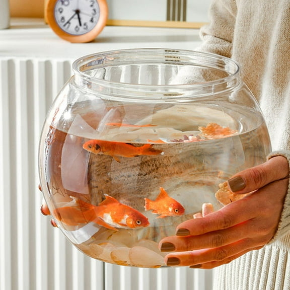 PTOOTP Round Desktop Fish Tank, Clear Plastic, Decorative, Durable, 2Pcs