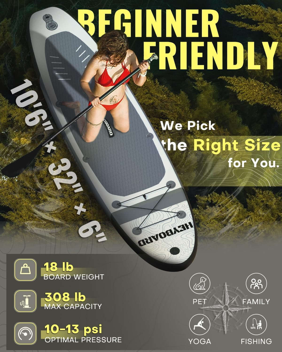 heyboard SUPボード HEYBOARD 10'/10‚Äô6‚Äù Inflatable SUP Board with Accessories