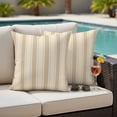 thumbnail image 4 of Brown Stripe Outdoor Waterproof Pillow Covers, Modern Farmhouse Texture Geometric Decorative Square Throw Pillowcase Sofa Cushion Sham for Patio/Couch/Chair, 18"x18" 2 Pack, 4 of 8