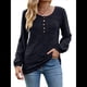 thumbnail image 2 of Suéter Abotonado para Mujer, Suéteres de Punto de Otoño, Camisetas de Larga, Camisetas Tipo Túnica con Cuello Redondo Negro M, 2 of 8