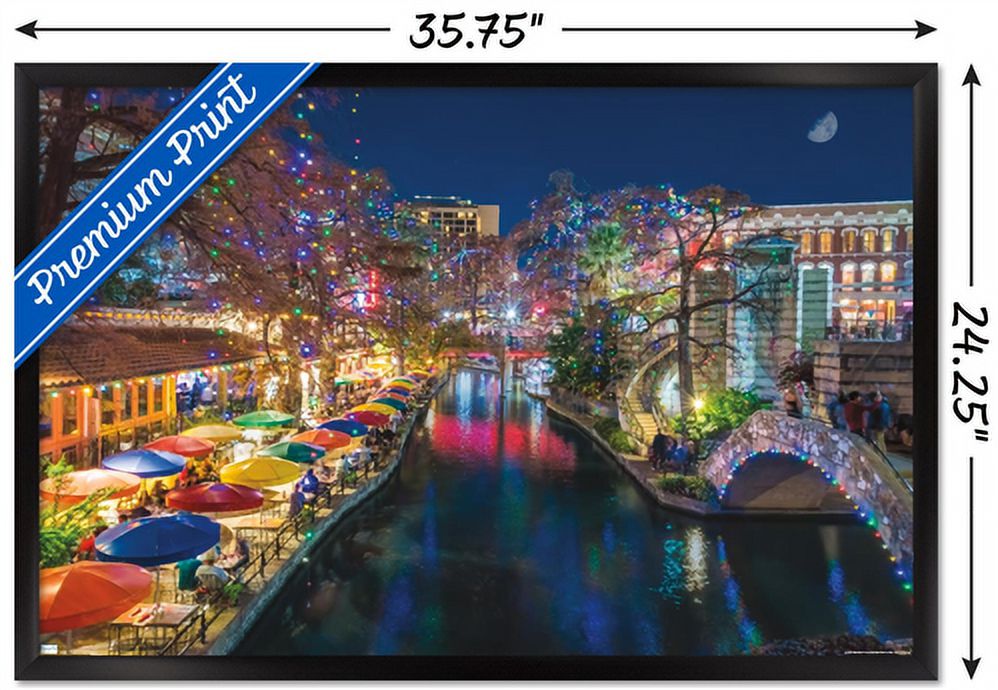 Beth Sheridan - San Antonio Holiday Wall Poster, 22.375" x 34", Framed