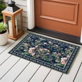 thumbnail image 4 of 2x3 Ft Entryway Area Rug, Navy Blue Flowers Kitchen Rug Runner Washable Floor Mat, Spring Floral Elegant Pastoral Botanical Non Slip Indoor Door Mat Throw Carpet for Bathroom Living Room Bedroom, 4 of 8
