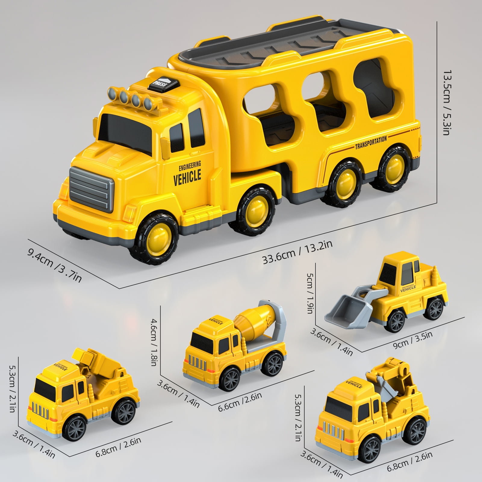 Lucky Doug Truck Toys for Kids Boys, Car Set Boys Toys Ages 2-5, Birthday Gift for 1 2 3 Years Boys