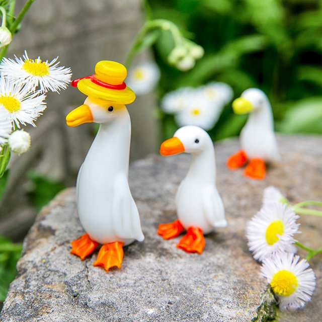Figura de pato, artesanía de vidrio, animales lindos, artesanía de vidrio, adorno de pato de vidrio creado con maestría