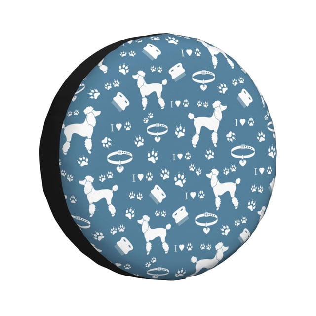 Balery Poodle Dog Cubiertas para Neumáticos - Protector Resistente para Neumáticos de Camioneta, SUV, Remolque, Camper y RV-16 inch